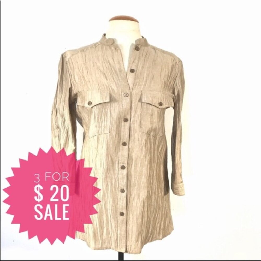 Portfolio golden wrinkle effect shirt Sz 4